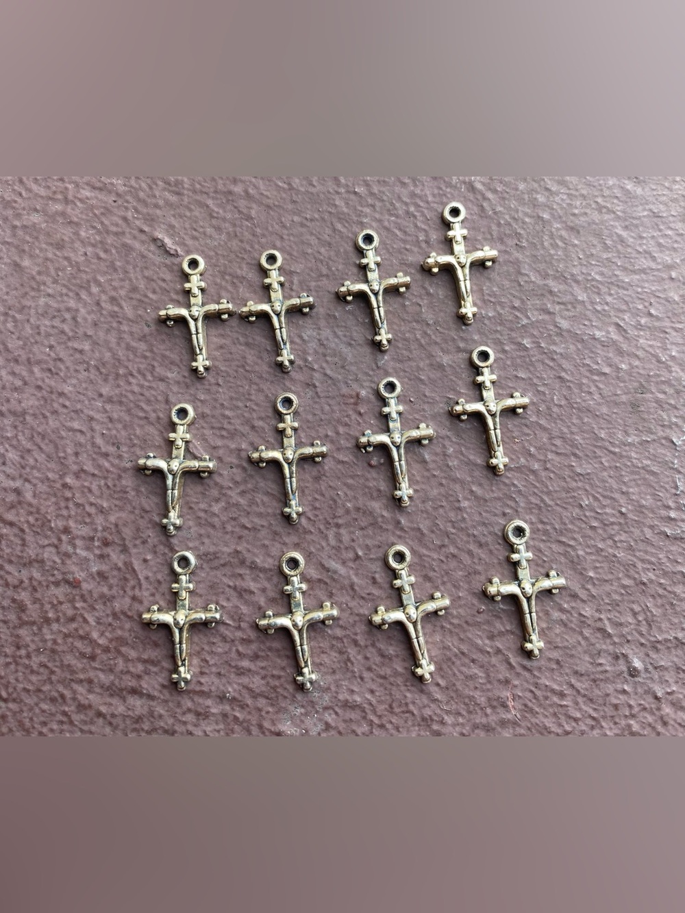 12 Piece Tibetan Silver Rustic Style Lightweight Cross Charms / Pendants